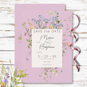 Save The Date Mariage rose Fleur sauvage Boho délicat