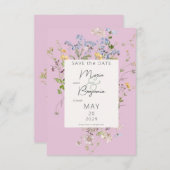 Save The Date Mariage rose Fleur sauvage Boho délicat (Devant / Derrière)