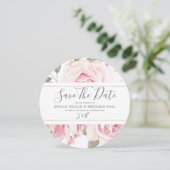 Save The Date Mariage Rose Floral Aquarelle Rose Clair (Debout devant)