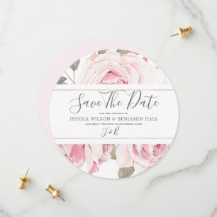 Save The Date Mariage Rose Floral Aquarelle Rose Clair 