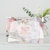 Save The Date Mariage rose géométrique moderne Enregistrer la da (Debout devant)