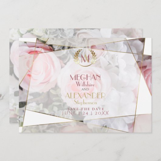 Save The Date Mariage rose géométrique moderne Enregistrer la da (Devant / Derrière)