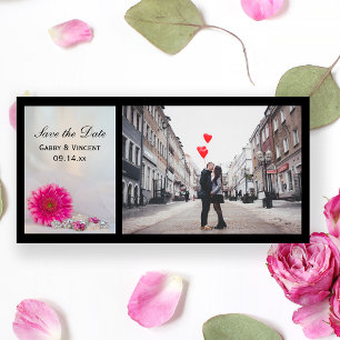 Save The Date Mariage rose Gerbera Daisy et boutons