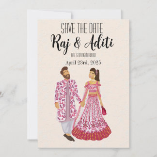 Save The Date Mariage rose indien en deux