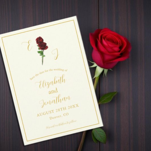 Save The Date Mariage Rose Ivory Gold