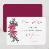 Save The Date Mariage Rose Joyeusement Marié Fleurs De Noël (Devant / Derrière)