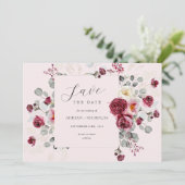 Save The Date Mariage rose pâle et bordeaux (Debout devant)