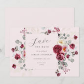 Save The Date Mariage rose pâle et bordeaux (Devant / Derrière)