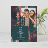 Save The Date mariage rose pâle foncé en cuivre Abstrait (Debout devant)