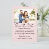 Save The Date Mariage Rose Pâle Moderne  (Debout devant)