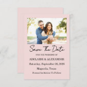Save The Date Mariage Rose Pâle Moderne  (Devant / Derrière)