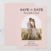 Save The Date Mariage rose poudré moderne (Devant / Derrière)