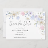 Save The Date Mariage rose pourpre Fleur sauvage printemps (Devant)