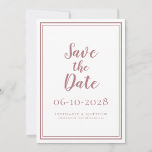 Save The Date Mariage Rose Poussiéreuse Fiançailles Moderne Mini