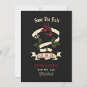 Save The Date Mariage Rose Romantique Sombre (Devant)