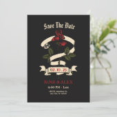 Save The Date Mariage Rose Romantique Sombre (Debout devant)
