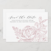 Save The Date Mariage rose Rose romantique Sauvez la date (Devant / Derrière)
