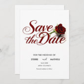 Save The Date Mariage Rose rouge personnalisé (Devant / Derrière)