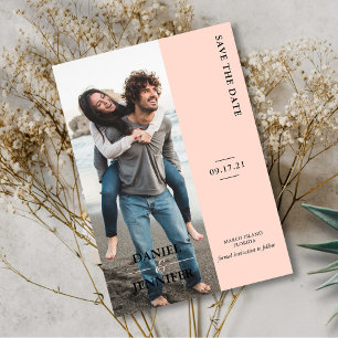 Save The Date Mariage rose vif moderne Enregistrer La Date