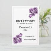 Save The Date Mariage Rose Violette Mystique (Debout devant)