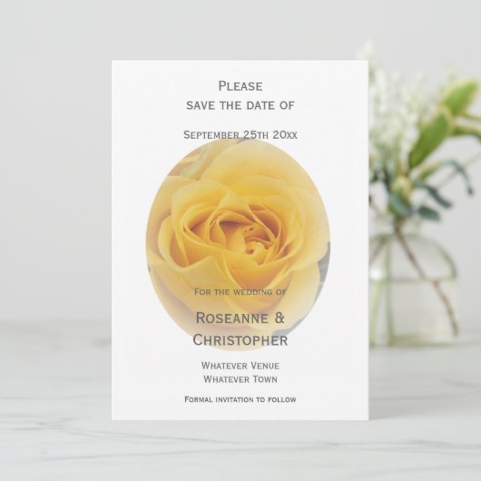 Save The Date Mariage Rosebud jaune (Debout devant)