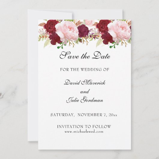 Save The Date Mariage Roses Rouges & Roses Religious Crucifix (Dos)