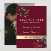 Save The Date Mariage Rouge Bourgogne (Devant / Derrière)