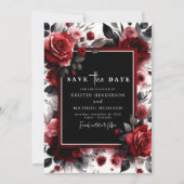 Save The Date Mariage rouge Crimson Aquarelle unique (Devant)