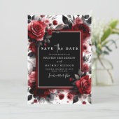 Save The Date Mariage rouge Crimson Aquarelle unique (Debout devant)