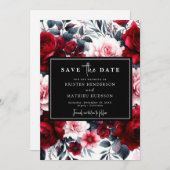 Save The Date Mariage rouge Crimson modifiable personnalisé (Devant / Derrière)