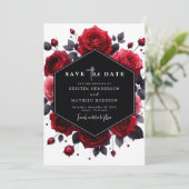 Save The Date Mariage rouge Crimson rustique minimal (Debout devant)