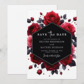 Save The Date Mariage rouge Crimson rustique minimal (Devant / Derrière)