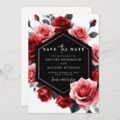 Save The Date Mariage rouge Crimson unique moderne (Devant / Derrière)