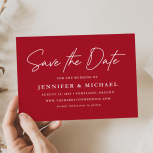 Save The Date Mariage Rouge Écriture Informelle