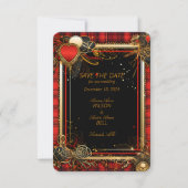 Save The Date Mariage rouge, noir et or de Noël (Devant)