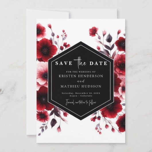 Save The Date Mariage rouge Romance (Devant)