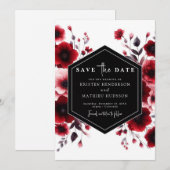 Save The Date Mariage rouge Romance (Devant / Derrière)