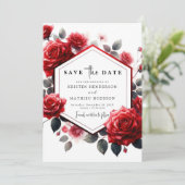 Save The Date Mariage rouge Romance Crimson unique (Debout devant)