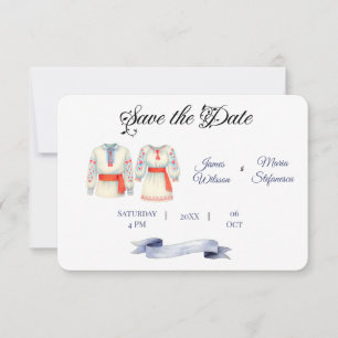 Save The Date Mariage roumain rustique Costumes folkloriques tra