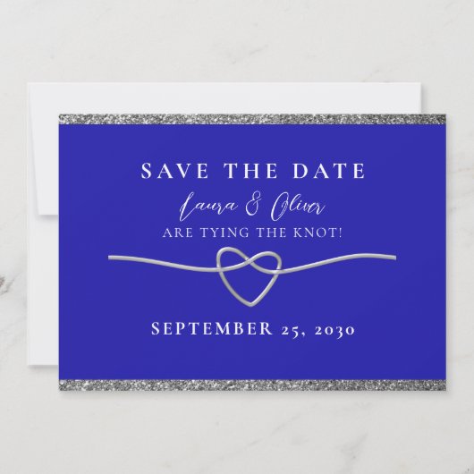 Save The Date Mariage Royal Bleu Argent Enregistrer La Date (Devant)