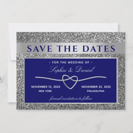 Save The Date Mariage Royal Bleu Enregistrer La Date (Devant)