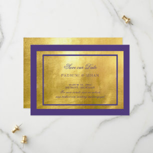 Save The Date Mariage Royal Violet et Or Enregistrer la Date