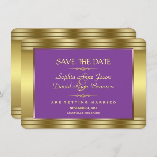 Save The Date Mariage royal violet or Enregistrer la date (Devant / Derrière)