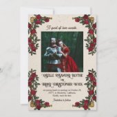 Save The Date Mariage RPG sur le thème des roses rouges Monogram (Devant)