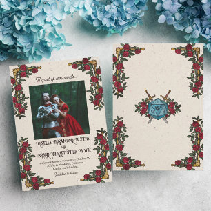 Save The Date Mariage RPG sur le thème des roses rouges Monogram