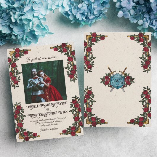 Save The Date Mariage RPG sur le thème des roses rouges Monogram