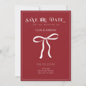 Save The Date Mariage ruban à nœud rouge (Devant)