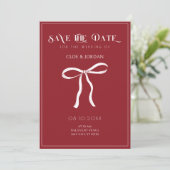 Save The Date Mariage ruban à nœud rouge (Debout devant)