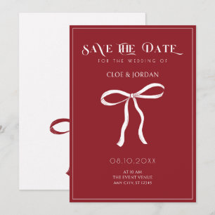 Save The Date Mariage ruban à nœud rouge