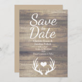 Save The Date Mariage Russe Ferme Deer Antlers (Devant / Derrière)